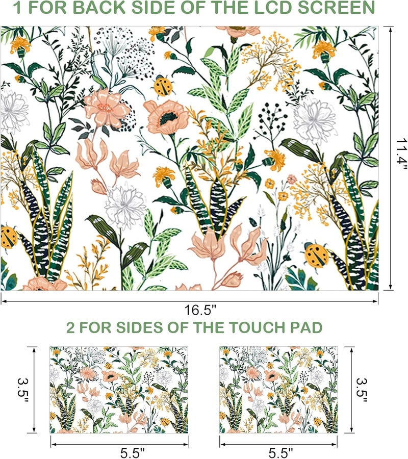 DINKY Laptop Skin Sticker Decal, 16" 16.5” 17” 17.3 inch Laptop Universal Reusable Vinyl Skin Stickers Art Cover Decal Notebook PC Personalized Protector (White Flor) - Image 2